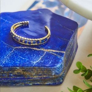 Ember Gold Triple Cuff Bracelet in Blue Lapis